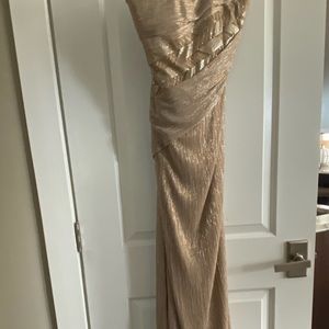 Rene Ruiz Gold Shimmer Evening Gown